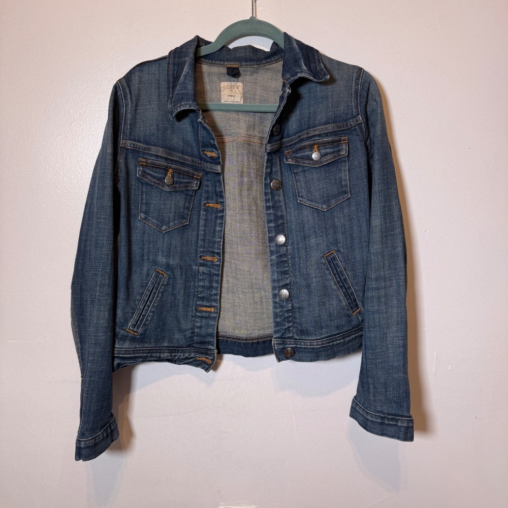 J Crew Womens Denim Jacket Blue Jean Trucker Style Size‎ X Small